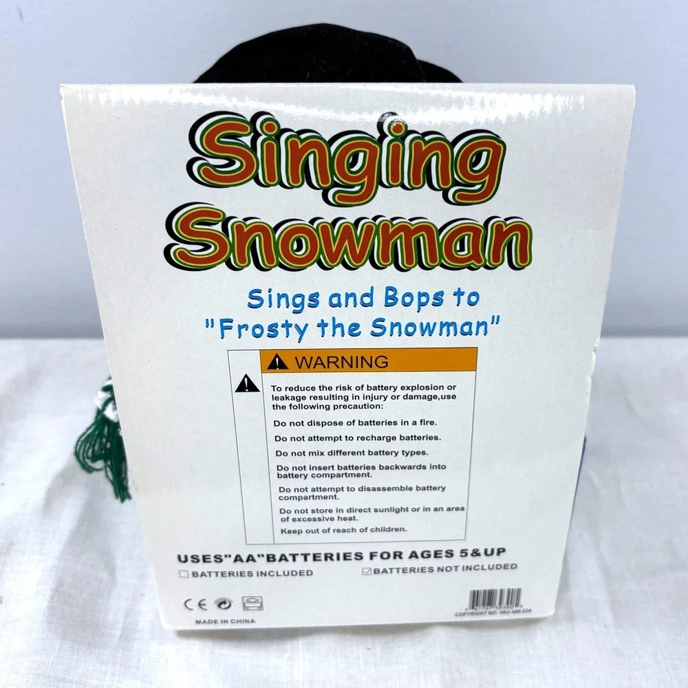 Singing Snowman Animated Musical Christmas Figure Sings Frosty the Snowman Boxed